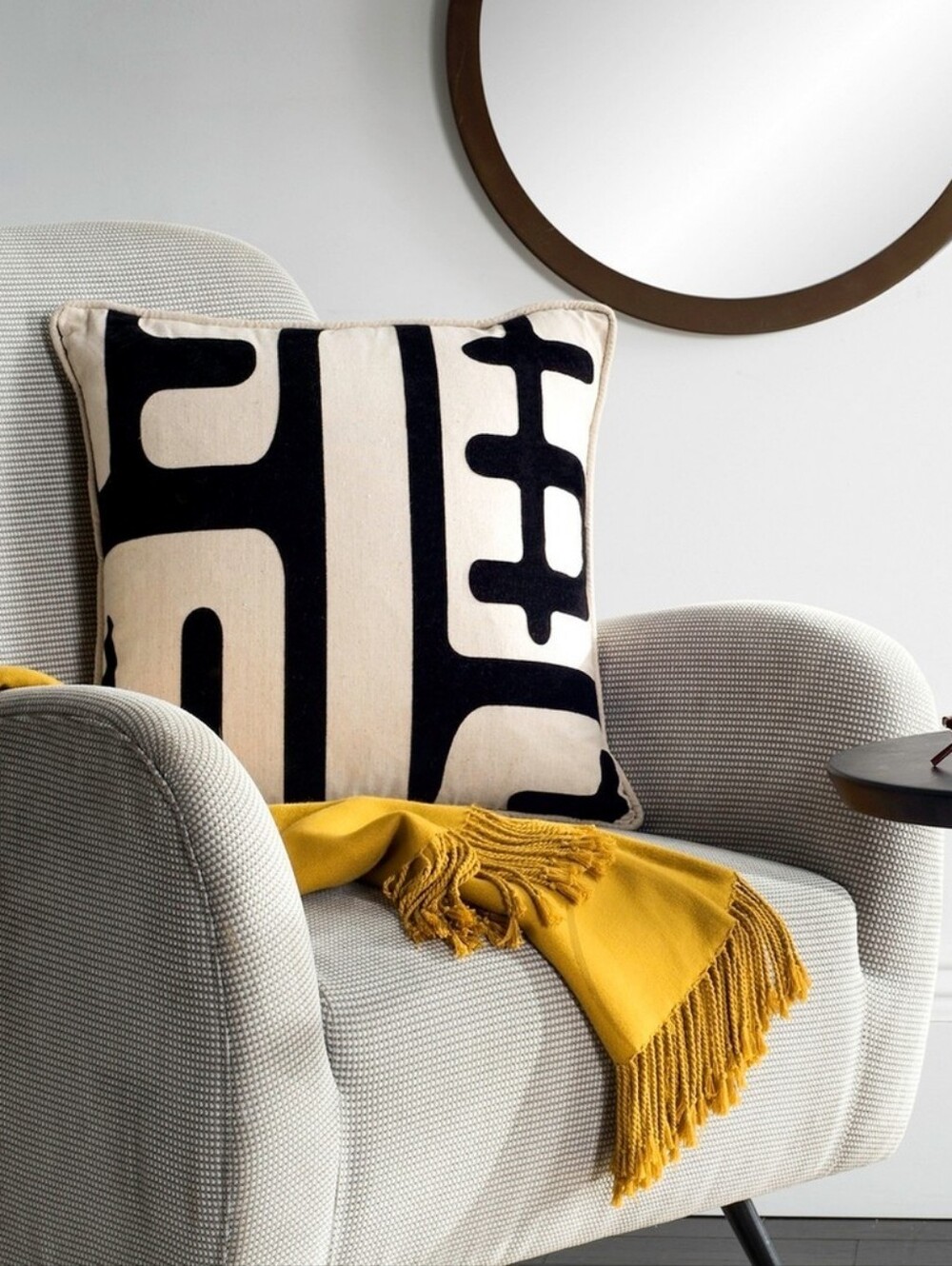 Set of 2 Linen & Black Abstract Design Pillow Covers 20x20 Safavieh Maize - Picture 2 of 12
